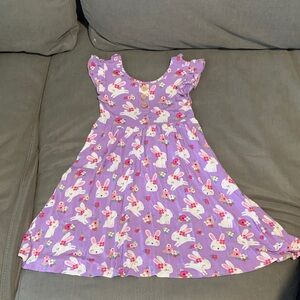 Girls' Purple Bunny Print Casual Dress
